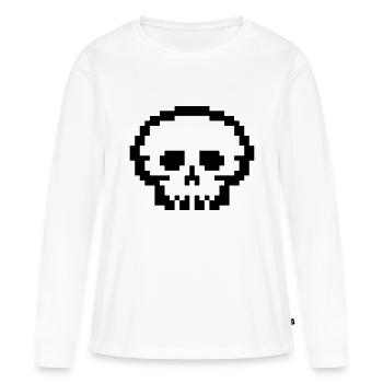 Crâne de pixel - T-shirt manches longues Premium bio Femme - blanc - Devant - Julia (174cm)