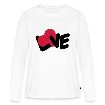 Texte d’amour Logo de la Saint-Valentin Déclaration d’amour du cœur - T-shirt manches longues Premium bio Femme - blanc - Devant - Julia (174cm)