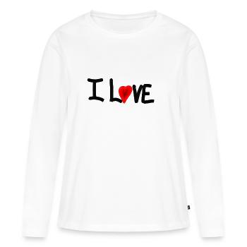 i love - T-shirt manches longues Premium bio Femme - blanc - Devant - Julia (174cm)