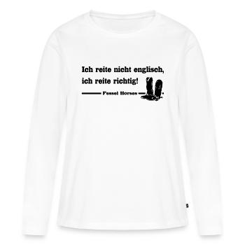 Westernreiter - Frauen Premium Bio Langarmshirt - Weiß - Vorne - Julia (174cm)