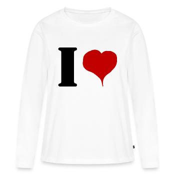 i love - T-shirt manches longues Premium bio Femme - blanc - Devant - Julia (174cm)