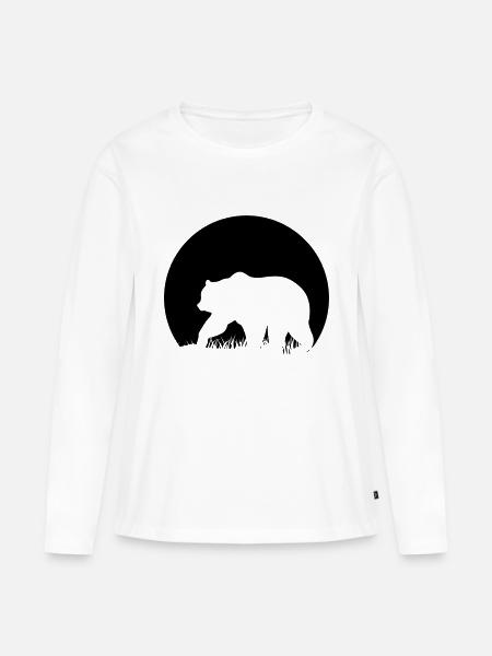 Bear in Moonlight - Frauen Premium Bio Langarmshirt - Weiß