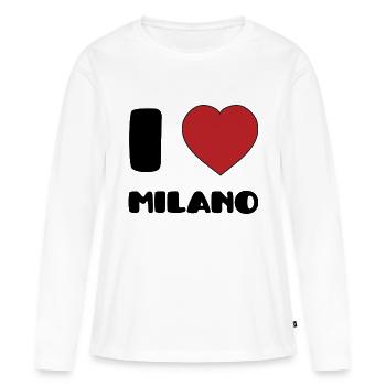 I Love Milano - T-shirt manches longues Premium bio Femme - blanc - Devant - Julia (174cm)