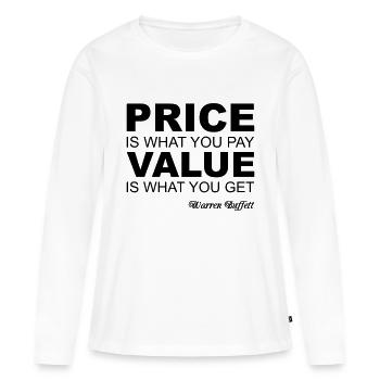 Warren Buffett Quote - T-shirt manches longues Premium bio Femme - blanc - Devant - Julia (174cm)