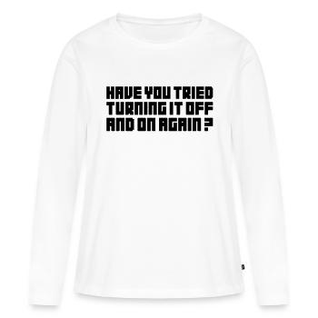Turn it Off - T-shirt manches longues Premium bio Femme - blanc - Devant - Julia (174cm)