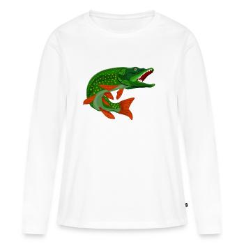 Brochet, brochet - T-shirt manches longues Premium bio Femme - blanc - Devant - Julia (174cm)