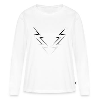 muster striche stromschlag gefahr schild blitz sym - Frauen Premium Bio Langarmshirt - Weiß - Vorne - Julia (174cm)