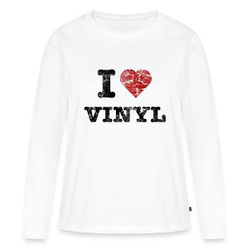 i_love_vinyl_vintage - Frauen Premium Bio Langarmshirt - Weiß - Vorne - Julia (174cm)