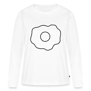 kontur oben spiegelei essen lecker hunger kochen b - Frauen Premium Bio Langarmshirt - Weiß - Vorne - Julia (174cm)