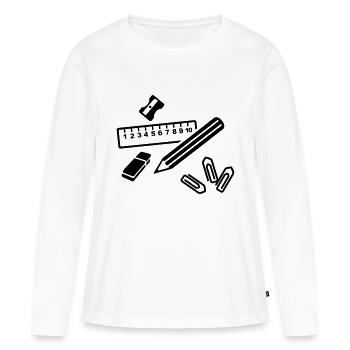 Bureau - T-shirt manches longues Premium bio Femme - blanc - Devant - Julia (174cm)