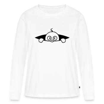 Lit de bébé sur le ventre - T-shirt manches longues Premium bio Femme - blanc - Devant - Julia (174cm)