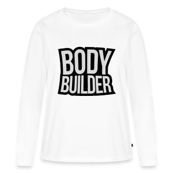Bodybuilder text - T-shirt manches longues Premium bio Femme - blanc - Devant - Julia (174cm)