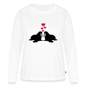 Morse - T-shirt manches longues Premium bio Femme - blanc - Devant - Julia (174cm)