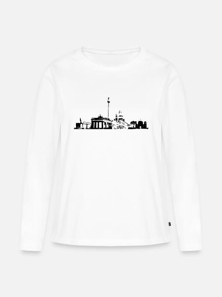 Berlin Skyline - Frauen Premium Bio Langarmshirt - Weiß