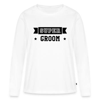 Groom / Hôtellerie / Hôtel / Hotel / Cheval - T-shirt manches longues Premium bio Femme - blanc - Devant - Julia (174cm)