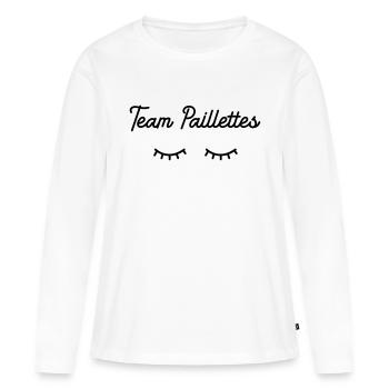 Team paillettes - T-shirt manches longues Premium bio Femme - blanc - Devant - Julia (174cm)