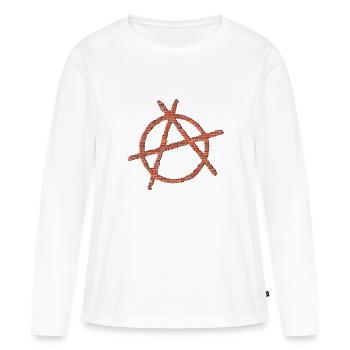 3D Pierres Anarchie, Anarchy symbole anarchiste - T-shirt manches longues Premium bio Femme - blanc - Devant - Julia (174cm)