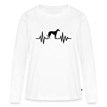 Lévrier - T-shirt manches longues Premium bio Femme - blanc - Devant - Julia (174cm)