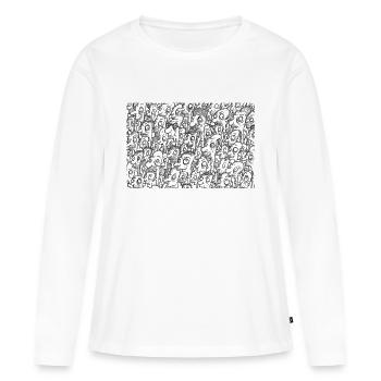 Têtes folles dans le dos - T-shirt manches longues Premium bio Femme - blanc - Devant - Julia (174cm)