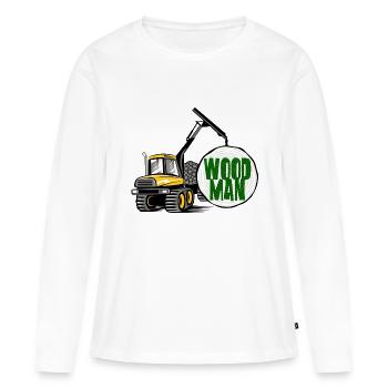 Transitaire Woodman, t-shirts, sweats à capuche, cadeaux - T-shirt manches longues Premium bio Femme - blanc - Devant - Julia (174cm)