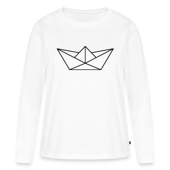 bateau en papier - T-shirt manches longues Premium bio Femme - blanc - Devant - Julia (174cm)