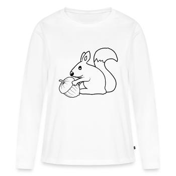 Fröhliches Eichhörnchen Eichel - Frauen Premium Bio Langarmshirt - Weiß - Vorne - Julia (174cm)