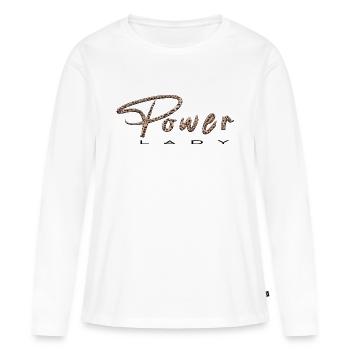T-shirt femme, dame de pouvoir, cadeau, motivation - T-shirt manches longues Premium bio Femme - blanc - Devant - Julia (174cm)