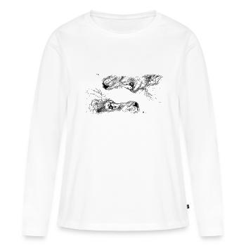 Double lion - T-shirt manches longues Premium bio Femme - blanc - Devant - Julia (174cm)