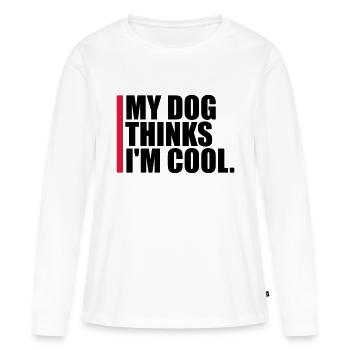 Le chien pense dans la fraîcheur - T-shirt manches longues Premium bio Femme - blanc - Devant - Julia (174cm)