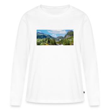 Geiranger panorama Storseterfossen Norwegen - Frauen Premium Bio Langarmshirt - Weiß - Vorne - Julia (174cm)