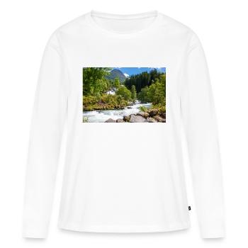 Geiranger panorama Storseterfossen Norwegen - Frauen Premium Bio Langarmshirt - Weiß - Vorne - Julia (174cm)