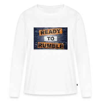 Prêt à gronder en disant lettrage Graffiti sur brique - T-shirt manches longues Premium bio Femme - blanc - Devant - Julia (174cm)