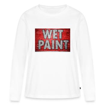 Wet Paint Brick Wall Graffiti - Women's Premium Organic Long Sleeve Shirt - white - Front - Julia (174cm)