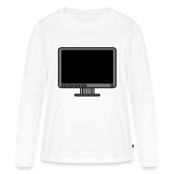Icône Logo Écran d’ordinateur - T-shirt manches longues Premium bio Femme - blanc - Devant - Julia (174cm)