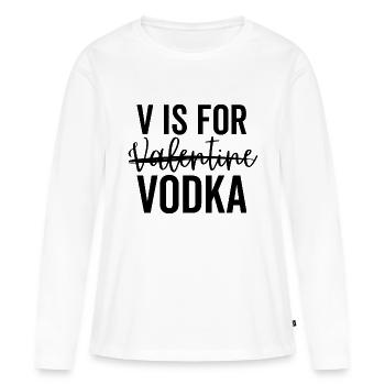 V est pour la vodka de la Saint-Valentin - T-shirt manches longues Premium bio Femme - blanc - Devant - Julia (174cm)