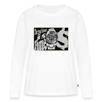 The real luxury is time - T-shirt manches longues Premium bio Femme - blanc - Devant - Julia (174cm)