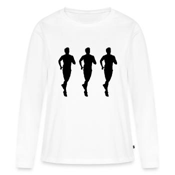 Jogging 3 - T-shirt manches longues Premium bio Femme - blanc - Devant - Julia (174cm)