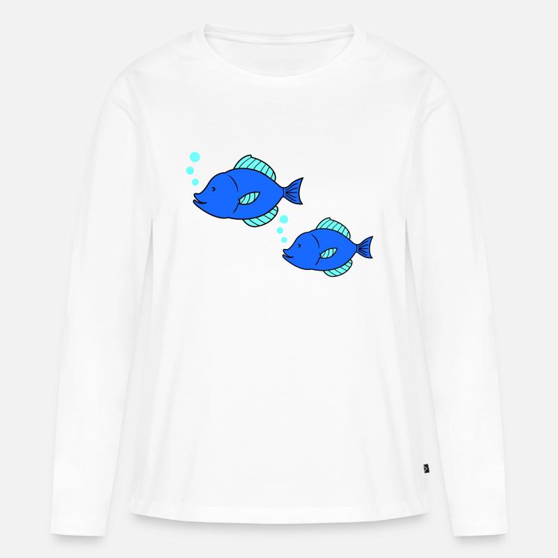 fische comic - Frauen Premium Bio Langarmshirt - Weiß