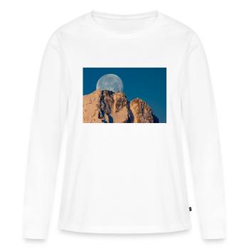 La Lune derrière la Zugspitze - T-shirt manches longues Premium bio Femme - blanc - Devant - Julia (174cm)