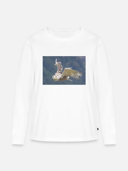 Schneeeule - Frauen Premium Bio Langarmshirt - Weiß