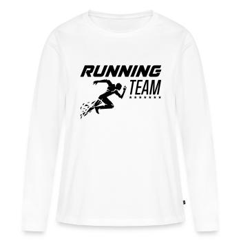 Équipe de course à pied - T-shirt manches longues Premium bio Femme - blanc - Devant - Julia (174cm)