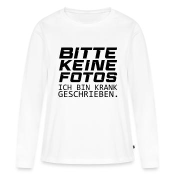 bitte keine fotos - Frauen Premium Bio Langarmshirt - Weiß - Vorne - Julia (174cm)