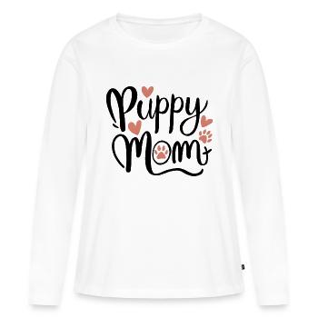 chiot chien - T-shirt manches longues Premium bio Femme - blanc - Devant - Julia (174cm)