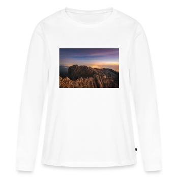 Alpenglow au sommet de l’Olympe en Grèce - T-shirt manches longues Premium bio Femme - blanc - Devant - Julia (174cm)