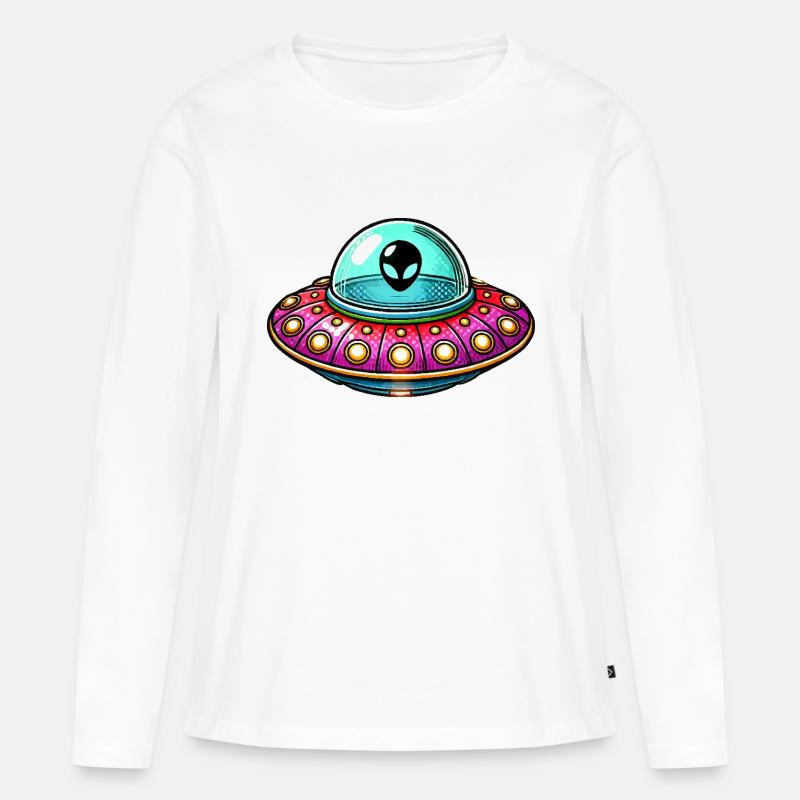 ufo comic - Frauen Premium Bio Langarmshirt - Weiß