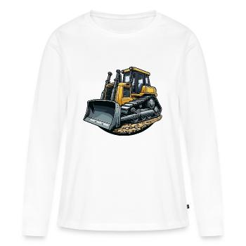 Bulldozer grand - T-shirt manches longues Premium bio Femme - blanc - Devant - Julia (174cm)