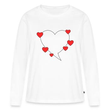 Bulle de dialogue avec des cœurs - T-shirt manches longues Premium bio Femme - blanc - Devant - Julia (174cm)