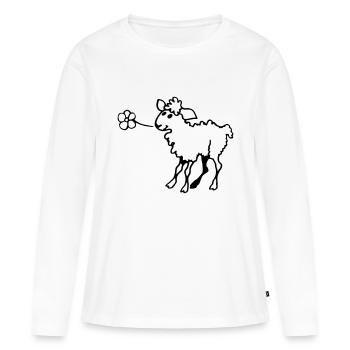 Lamm - Frauen Premium Bio Langarmshirt - Weiß - Vorne - Julia (174cm)