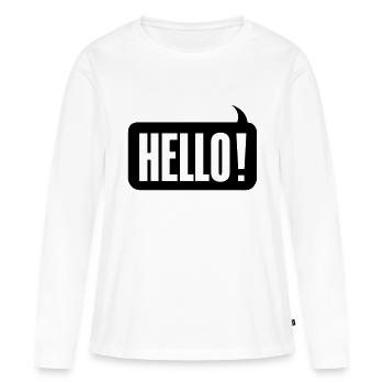 Hello! - T-shirt manches longues Premium bio Femme - blanc - Devant - Julia (174cm)