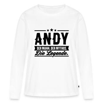 Man Myth Legend Andy - T-shirt manches longues Premium bio Femme - blanc - Devant - Julia (174cm)